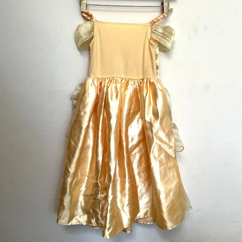 Disney Princess Gold Belle Dress Rose Costume Girls Size 3-4Y Dress Up Gown